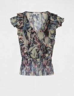 T-shirt Manches Courtes Imprimé Abstrait Multico Femme -Tenue Legere Boutique t shirt manches courtes imprime abstrait multico femme vue3 32536300945910900