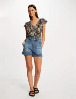 T-shirt Manches Courtes Imprimé Abstrait Multico Femme -Tenue Legere Boutique t shirt manches courtes imprime abstrait multico femme vue5 32536300945910900