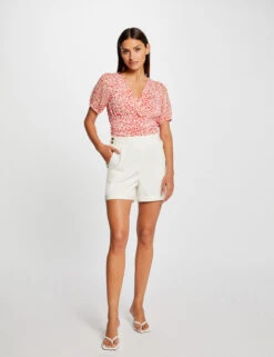 T-shirt Manches Courtes Imprimé Abstrait Orange Femme -Tenue Legere Boutique t shirt manches courtes imprime abstrait orange femme vue5 32536300963850703