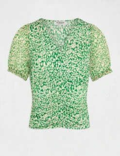 T-shirt Manches Courtes Imprimé Abstrait Vert Femme -Tenue Legere Boutique t shirt manches courtes imprime abstrait vert femme vue3 32536300963850600