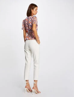 T-shirt Manches Courtes Imprimé Floral Ecru Femme -Tenue Legere Boutique t shirt manches courtes imprime floral ecru femme vue2 32536300916980201