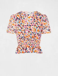 T-shirt Manches Courtes Imprimé Floral Ecru Femme -Tenue Legere Boutique t shirt manches courtes imprime floral ecru femme vue3 32536300916980201