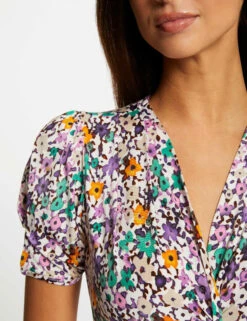 T-shirt Manches Courtes Imprimé Floral Multico Femme -Tenue Legere Boutique t shirt manches courtes imprime floral multico femme vue4 32536300954540900