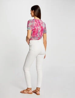 T-shirt Manches Courtes Imprimé Floral Rose Femme -Tenue Legere Boutique t shirt manches courtes imprime floral rose femme vue2 32536300954270503
