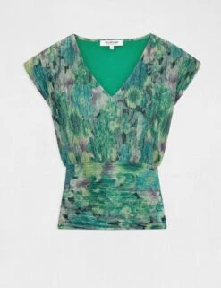 T-shirt Manches Courtes Imprimé Floral Vert Femme -Tenue Legere Boutique t shirt manches courtes imprime floral vert femme vue3 32536300962730600