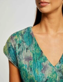 T-shirt Manches Courtes Imprimé Floral Vert Femme -Tenue Legere Boutique t shirt manches courtes imprime floral vert femme vue4 32536300962730600