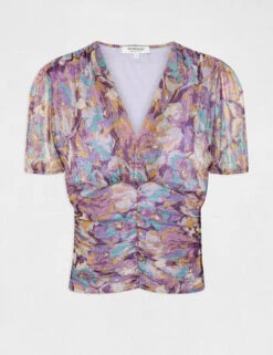 T-shirt Manches Courtes Imprimé Floral Violet Femme 10 T-shirt Manches Courtes Imprimé Floral Violet Femme -Tenue Legere Boutique t shirt manches courtes imprime floral violet femme vue3 32536300954270310
