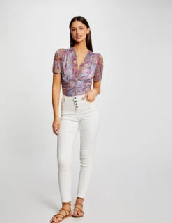 T-shirt Manches Courtes Imprimé Floral Violet Femme 9 T-shirt Manches Courtes Imprimé Floral Violet Femme -Tenue Legere Boutique t shirt manches courtes imprime floral violet femme vue5 32536300954270310