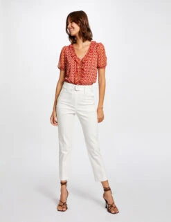 T-shirt Manches Courtes Imprimé Végétal Rouge Femme -Tenue Legere Boutique t shirt manches courtes imprime vegetal rouge femme vue5 32536300906020500