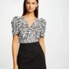 T-shirt Manches Courtes Imprimé Zèbre Multico Femme -Tenue Legere Boutique t shirt manches courtes imprime zebre multico femme vue1 32536300962670900