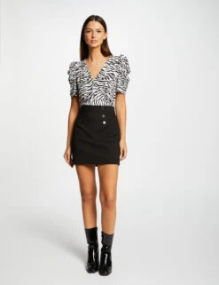 T-shirt Manches Courtes Imprimé Zèbre Multico Femme -Tenue Legere Boutique t shirt manches courtes imprime zebre multico femme vue5 32536300962670900