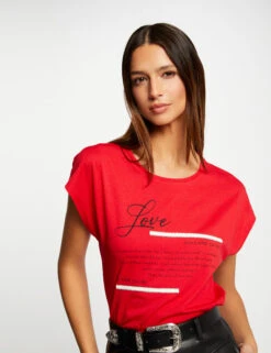 T-shirt Manches Courtes Rouge Femme