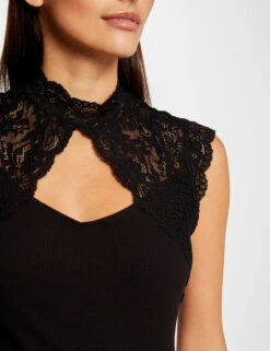 T-shirt Sans Manches à Dentelle Noir Femme -Tenue Legere Boutique t shirt sans manches a dentelle noir femme vue4 32536300949300100